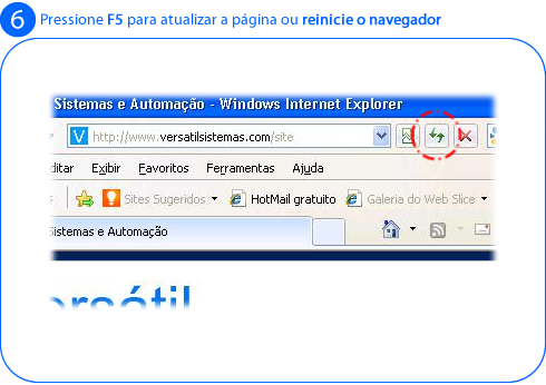 Passo 6 - Pressione F5 para atualizar a página ou reinicie o navegador